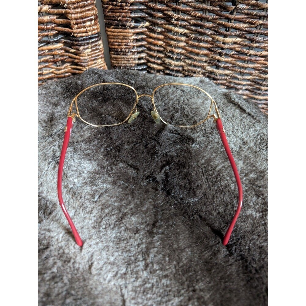 Vintage Christian Dior Eyeglasses Frames Red Butterfly Gold Logo Retro Glasses - Picture 6 of 14